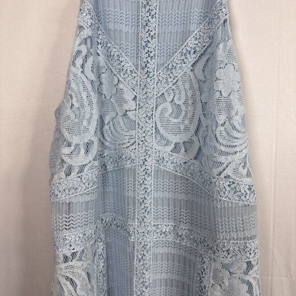 Gianni Bini Light Blue Lace Slip Dress Size 10 Preowned - Picture 4 of 8